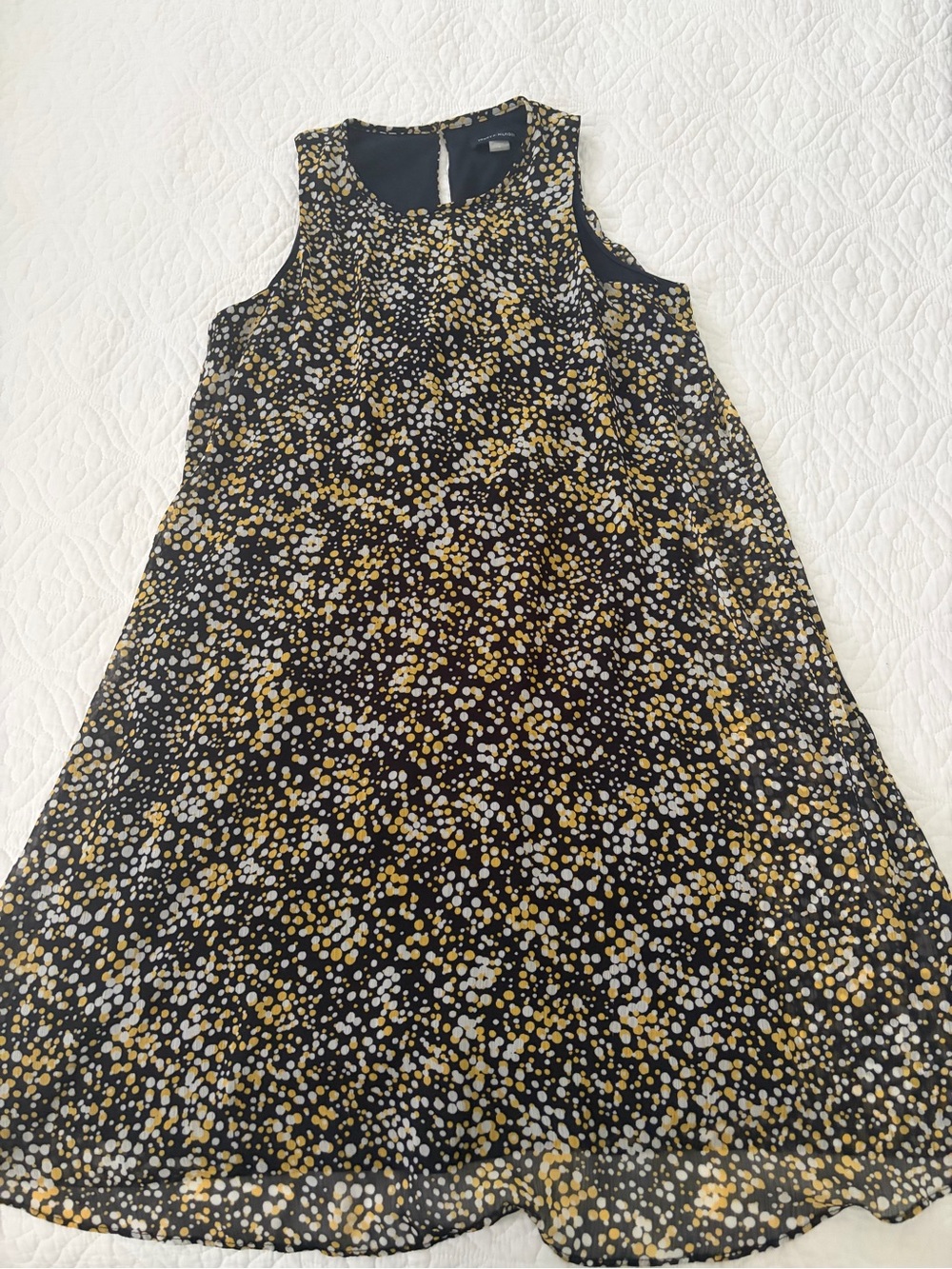 Tommy Hilfager Sleeveless Navy Dress with Yellow & White Dot Print